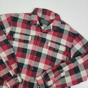 Vtg Ralph Lauren Polo Country (M) Flannel Button‎ Up Cotton Shirt Red Distressed